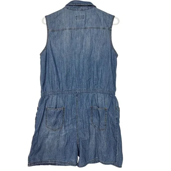Universal Thread Denim Romper Sleeveless Blue Large - Picture 3 of 6